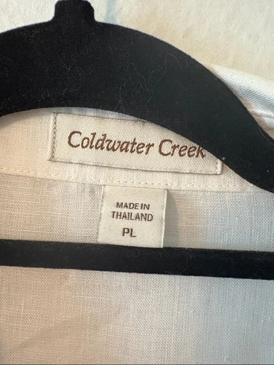 Coldwater Creek White Button-Up Top 100% Linen 3/4 Sleeve - Picture 2 of 3